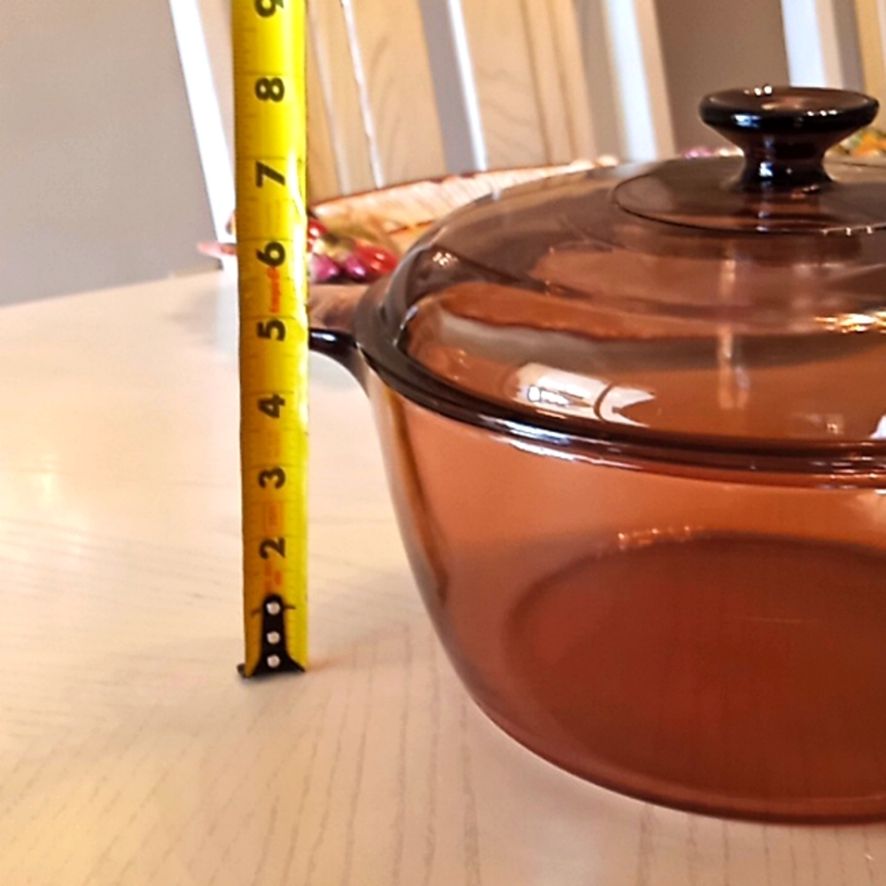 Vintage Corningware VISION/PYREX Amber Glass Round Pot With Lid. 4.5 Liter. USA. - Picture 10 of 14